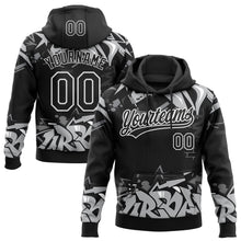 Laden Sie das Bild in den Galerie-Viewer, Uksn Individuelles Bestickt Schwarz Grau-Weiß 3D Graffiti Spritzer Street Art Sport Pullover Sweatshirt Hoodie