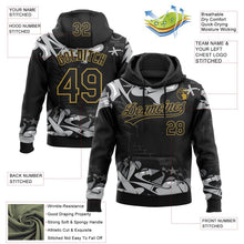 Laden Sie das Bild in den Galerie-Viewer, Uksn Individuelles Bestickt Schwarz Grau Altgold-Weiß 3D Graffiti Spritzer Street Art Sport Pullover Sweatshirt Hoodie