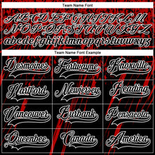Laden Sie das Bild in den Galerie-Viewer, Uksn Individuelles Schwarz Rot-Weiß 3D-Splash Eishockey-Trikot mit Schnürkragen