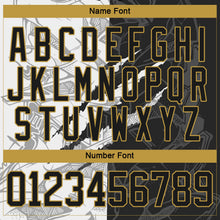 Laden Sie das Bild in den Galerie-Viewer, Uksn Individuelles Schwarz Weiß-Altgold 3D-Muster Verlaufsdesign-Kratzer Eishockey-Trikot mit Schnürkragen