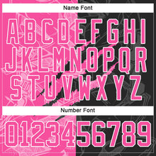 Laden Sie das Bild in den Galerie-Viewer, Uksn Individuelles Schwarz Pink-Weiß 3D-Muster Verlaufsdesign-Kratzer Eishockey-Trikot mit Schnürkragen