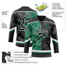 Laden Sie das Bild in den Galerie-Viewer, Uksn Individuelles Schwarz Kelly-Grün-Weiß 3D-Muster Verlaufsdesign-Kratzer Eishockey-Trikot mit Schnürkragen