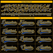 Laden Sie das Bild in den Galerie-Viewer, Uksn Individuelles Schwarz Royalblau-Gold 3D-Muster Fragment-Art Eishockey-Trikot mit Schnürkragen