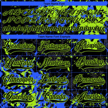 Laden Sie das Bild in den Galerie-Viewer, Uksn Individuelles Schwarz Neongrün-Royalblau 3D-Fluid-Art-Splash Eishockey-Trikot mit Schnürkragen