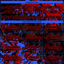Laden Sie das Bild in den Galerie-Viewer, Uksn Individuelles Schwarz Rot-Royalblau 3D-Fluid-Art-Splash Eishockey-Trikot mit Schnürkragen