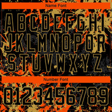 Laden Sie das Bild in den Galerie-Viewer, Uksn Individuelles Schwarz Altgold-Orange 3D-Fluid-Art-Splash Eishockey-Trikot mit Schnürkragen