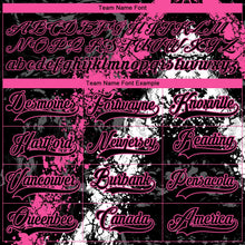 Laden Sie das Bild in den Galerie-Viewer, Uksn Individuelles Schwarz Pink-Weiß 3D-Splash-Art Eishockey-Trikot mit Schnürkragen