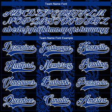 Laden Sie das Bild in den Galerie-Viewer, Uksn Individuelles Schwarz Royalblau-Weiß 3D-Muster abstrakte Formen Eishockey-Trikot mit Schnürkragen