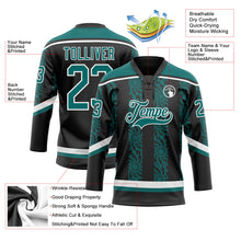 Laden Sie das Bild in den Galerie-Viewer, Uksn Individuelles Schwarz Petrol-Weiß 3D-Muster abstrakte Formen Eishockey-Trikot mit Schnürkragen