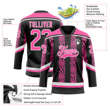 Laden Sie das Bild in den Galerie-Viewer, Uksn Individuelles Schwarz Pink-Weiß 3D-Muster abstrakte Formen Eishockey-Trikot mit Schnürkragen