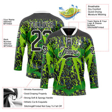 Laden Sie das Bild in den Galerie-Viewer, Uksn Individuelles Schwarz Grün Weiß 3D-Muster abstrakt Eishockey-Trikot mit Schnürkragen