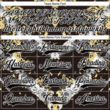 Laden Sie das Bild in den Galerie-Viewer, Uksn Individuelles Schwarz Vegas-Gold-Weiß 3D-Muster abstrakter Grunge Eishockey-Trikot mit Schnürkragen