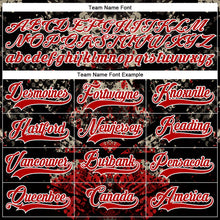 Laden Sie das Bild in den Galerie-Viewer, Uksn Individuelles Schwarz Rot City-Creme-Weiß 3D-Muster abstrakter Grunge Eishockey-Trikot mit Schnürkragen
