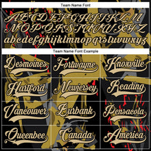Laden Sie das Bild in den Galerie-Viewer, Uksn Individuelles Schwarz Vegas-Gold-Grau 3D-Muster abstrakt Eishockey-Trikot mit Schnürkragen