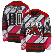 Laden Sie das Bild in den Galerie-Viewer, Uksn Individuelles Schwarz Rot-Weiß 3D-Muster Cyber-Mecha E-Sport Eishockey-Trikot