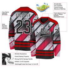 Laden Sie das Bild in den Galerie-Viewer, Uksn Individuelles Schwarz Rot-Weiß 3D-Muster Cyber-Mecha E-Sport Eishockey-Trikot