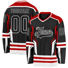 Laden Sie das Bild in den Galerie-Viewer, Uksn Individuelles Schwarz Rot-Weiß 3D-Muster Cyber-Mecha E-Sport Eishockey-Trikot