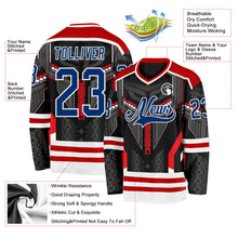 Laden Sie das Bild in den Galerie-Viewer, Uksn Individuelles Schwarz US Marineblau Rot-Weiß 3D-Muster Cyber-Mecha E-Sport Eishockey-Trikot