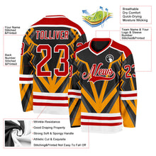 Laden Sie das Bild in den Galerie-Viewer, Uksn Individuelles Schwarz Rot Gold-Weiß 3D-Muster Cyber-Mecha E-Sport Eishockey-Trikot
