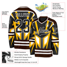 Laden Sie das Bild in den Galerie-Viewer, Uksn Individuelles Schwarz Gold Braun-Weiß 3D-Muster Cyber-Mecha E-Sport Eishockey-Trikot