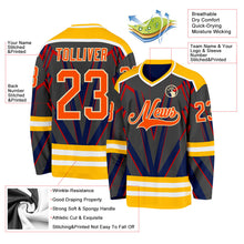 Laden Sie das Bild in den Galerie-Viewer, Uksn Individuelles Schwarz Orange Gold Blau Creme-Weiß 3D-Muster Cyber-Mecha E-Sport Eishockey-Trikot
