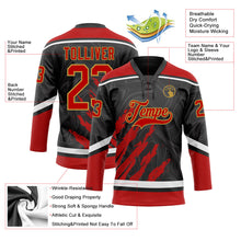 Laden Sie das Bild in den Galerie-Viewer, Uksn Individuelles Schwarz Rot Altgold-Weiß 3D-Splash-Art Eishockey-Trikot mit Schnürkragen