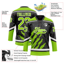 Laden Sie das Bild in den Galerie-Viewer, Uksn Individuelles Schwarz Neongrün-Weiß 3D-Splash-Art Eishockey-Trikot mit Schnürkragen