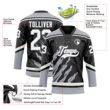 Laden Sie das Bild in den Galerie-Viewer, Uksn Individuelles Schwarz Weiß-Grau 3D-Splash-Art Eishockey-Trikot mit Schnürkragen