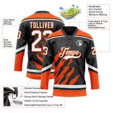 Laden Sie das Bild in den Galerie-Viewer, Uksn Individuelles Schwarz Weiß-Orange 3D-Splash-Art Eishockey-Trikot mit Schnürkragen