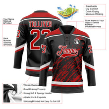 Laden Sie das Bild in den Galerie-Viewer, Uksn Individuelles Schwarz Rot-Weiß 3D-Splash-Art Eishockey-Trikot mit Schnürkragen