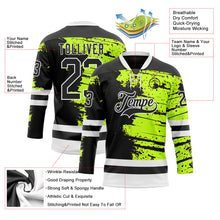 Laden Sie das Bild in den Galerie-Viewer, Uksn Individuelles Schwarz Grün-Weiß 3D-Muster abstrakte Farbkleckse Eishockey-Trikot mit Schnürkragen