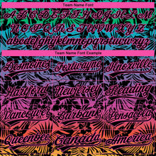 Laden Sie das Bild in den Galerie-Viewer, Uksn Individuelles Bestickt Schwarz Pink 3D Tropisch Hawaii Palmblätter Sport Pullover Sweatshirt Hoodie