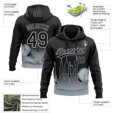 Laden Sie das Bild in den Galerie-Viewer, Uksn Individuelles Bestickt Schwarz Silber 3D Farbverlauf Mode Las Vegas City Edition Sport Pullover Sweatshirt Hoodie