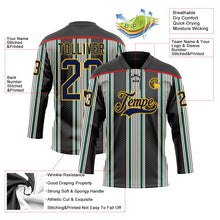 Laden Sie das Bild in den Galerie-Viewer, Uksn Individuelles Schwarz Marineblau Grün Rot Gold-Weiß 3D-Muster Design-Streifen Eishockey-Trikot mit Schnürkragen