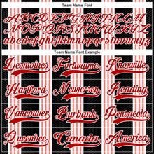 Laden Sie das Bild in den Galerie-Viewer, Uksn Individuelles Schwarz Rot Pink-Weiß 3D-Muster Design-Streifen Eishockey-Trikot mit Schnürkragen