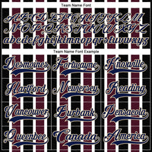 Laden Sie das Bild in den Galerie-Viewer, Uksn Individuelles Schwarz Marineblau Rot Creme-Weiß 3D-Muster Design-Streifen Eishockey-Trikot mit Schnürkragen