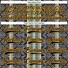 Laden Sie das Bild in den Galerie-Viewer, Uksn Individuelles Schwarz Blau Gold-Weiß 3D-Muster Design-Streifen Eishockey-Trikot mit Schnürkragen