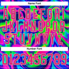 Laden Sie das Bild in den Galerie-Viewer, Uksn Individuelles Schwarz Hot Pink-Erbsengrün 3D-Muster trippy-psychedelischer Neon-Trendy holografischer Vaporwave-Stil Eishockey-Trikot mit Schnürkragen