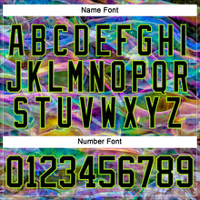 Laden Sie das Bild in den Galerie-Viewer, Uksn Individuelles Schwarz Neongrün 3D-Muster trippy-psychedelischer Trendy holografischer Vaporwave-Stil Eishockey-Trikot mit Schnürkragen
