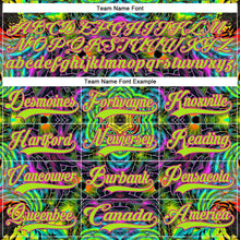Laden Sie das Bild in den Galerie-Viewer, Uksn Individuelles Schwarz Neongrün-Hot Pink 3D-Muster trippy-psychedelisch geometrisch Eishockey-Trikot mit Schnürkragen