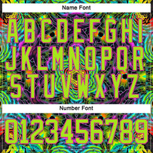 Laden Sie das Bild in den Galerie-Viewer, Uksn Individuelles Schwarz Neongrün-Hot Pink 3D-Muster trippy-psychedelisch geometrisch Eishockey-Trikot mit Schnürkragen
