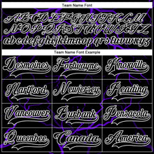 Laden Sie das Bild in den Galerie-Viewer, Uksn Individuelles Schwarz Violett-Weiß 3D-Muster Blitz Eishockey-Trikot mit Schnürkragen