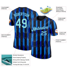 Laden Sie das Bild in den Galerie-Viewer, Uksn Individuelles Schwarz Eisblau-Gewitterblau Italien Streifen Funktions-T-Shirt