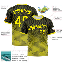 Laden Sie das Bild in den Galerie-Viewer, Uksn Individuelles Schwarz-Hellgelb Farbverlauf Geometrisch Sportbekleidung Funktions-T-Shirt