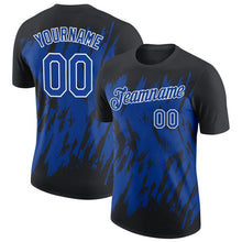 Laden Sie das Bild in den Galerie-Viewer, Uksn Individuelles Schwarz Royalblau-Weiß Zerrissen Scharfer Pinselstrich Spritzer Funktions-T-Shirt
