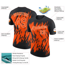 Laden Sie das Bild in den Galerie-Viewer, Uksn Individuelles Schwarz Orange-Weiß Zerrissen Scharfer Pinselstrich Spritzer Funktions-T-Shirt