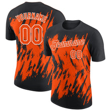 Laden Sie das Bild in den Galerie-Viewer, Uksn Individuelles Schwarz Orange-Weiß Zerrissen Scharfer Pinselstrich Spritzer Funktions-T-Shirt