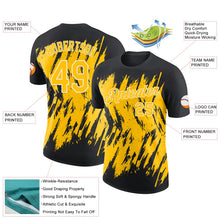 Laden Sie das Bild in den Galerie-Viewer, Uksn Individuelles Schwarz Gelb-Weiß Zerrissen Scharfer Pinselstrich Spritzer Funktions-T-Shirt