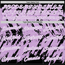 Laden Sie das Bild in den Galerie-Viewer, Uksn Individuelles Schwarz Hellviolett-Weiß Zerrissen Scharfer Pinselstrich Spritzer Funktions-T-Shirt