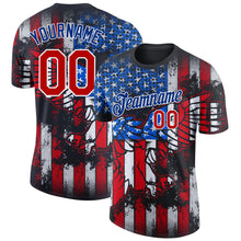 Laden Sie das Bild in den Galerie-Viewer, Uksn Individuelles Schwarz Rot-Weiß 3D Amerikanische Flagge Fashion Funktions-T-Shirt